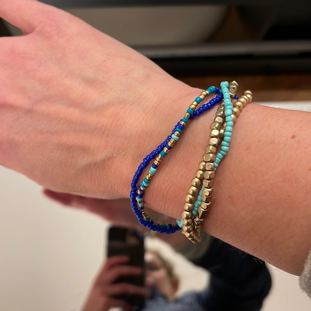 Never Worn Blue & Gold Beaded Bracelet